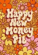 Retro Floral New Home Card - Happy New Money Pit created by Jessie Maeve Studio