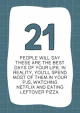 Funny 21st birthday card created by Letters & Lines