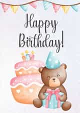 Birthday Bear, cake and presents created by EternityFae