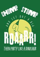 Classic dinosaur birthday card for little boys and girls who like to party created by Teri Creative