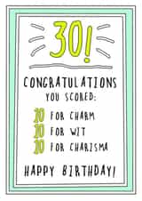 Top Score 30 Birthday Card created by Go La La!