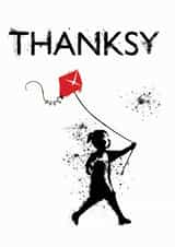 Funny Banksy Thank You Card - Banksy - Girl With Kite - Thanksy created by MOJO Creative Studio