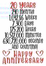Celebrate 20 years of togetherness in months/weeks/hours/minutes & seconds created by CardandFast