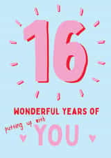 16 Wonderful Years Putting Up With You - Happy Anniversary Card created by @Laura Lonsdale Designs