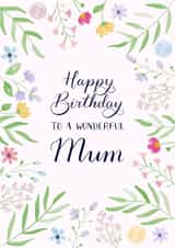 Wonderful Mum Floral Birthday Card 1001 created by Nicki O'Donoghue Studio