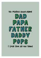 Dad Names Father’s Day card  created by Zoe Oliver