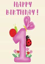 Happy birthday 1 year garden card. created by Juliana Costa