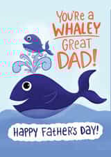Funny Fathers Day Card - whaley great dad - punny card for dad created by Fox Card Co
