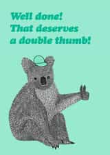 Well done double thumb koala congrats card created by Martina Scott