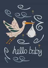 Hello Baby, new baby card created by Jelu Illustration
