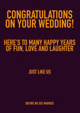 Brutally Honest Wedding Congratulations From Your Married Friends - wedding card created by Leamington Underground