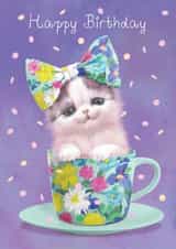  A Birthday Wish from a Cute Tea Cup Kitty created by PipWilsonArt