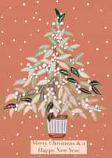 mistletoe tree pink merry Christmas and happy new year card  created by Phoebe 