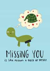 Miss You Funny Turtle card created by Fox Card Co