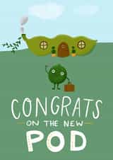 Cute Pea Pun New Home Card - Congrats On The New Pod created by Fox Card Co