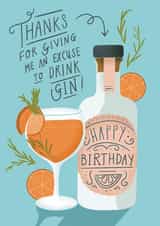 Excuse to drink gin, birthday card created by Design by Gracie