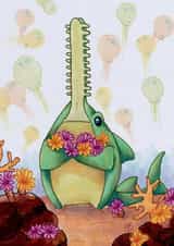 Shark with anenomes - love created by Blue Square Dinosaur