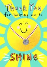 Sunshine Thank you teacher card created by Lucy and Lolly