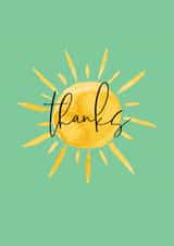 Pretty Sunshine Thank You Card - Sun - Thanks created by Flash On A String Designs