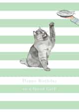 Grey Cat Birthday Card - Birthday Girl created by Paper Maven