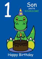 Roarsome Son 1st Birthday Card created by @Cupsie's Creations