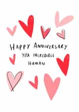 Happy anniversary you incredible human card created by Leah Alefounder Illustrations
