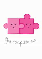 Cute Jigsaw Pun Anniversary Card / Valentines Day Card - You Complete Me created by Hoobynoo