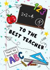 Best Teacher - Thank You Card - Nursery Teacher - School Teacher - Learning created by Ludicrous Prints