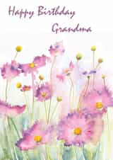 Pink Cosmos Happy Birthday Grandma created by Penny SILVERTHORNE