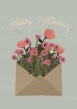 Pretty Birthday Card - Floral - Envelope created by JoZo Collection