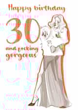 30th birthday card with sexy woman  created by Albina Uvarova 
