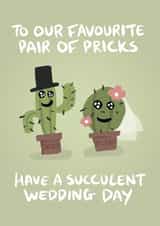 Funny Cactus Pricks Pun Card created by Woody's Design