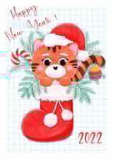 New Year's card with a cute tiger and a sock on it created by Svetlana Sadkova