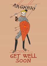 You’ll be bang on target with this funny get well soon message from King Harold created by The Steam Donkey Gallery