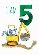 Happy 5th Birthday Digger Tractor Truck created by Half Pint Print