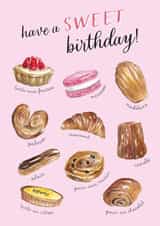 French cakes Birthday card created by Geraldine B Illustration