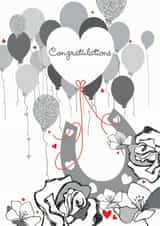 Congratulations on engagement/wedding day - illustrated fun card created by Nicky Luck