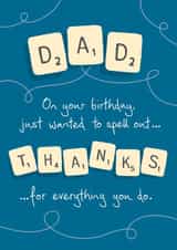 Retro Scrabble Dad birthday card created by NEEDL designs