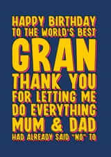Funny Birthday Card for Gran created by Blind Faith