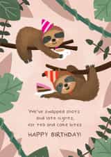 Cute Sloth Birthday Card created by Bev O'Connor || @oconnordesign