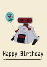 Robot 80's birthday card created by aob.designed