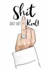 Funny Engagement or Wedding Day Card For fiancé - Shit Just Got Real! created by Sketchy Print Co