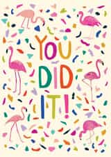 You Did It! Flamingo Confetti congratulations card created by Forest & Fig