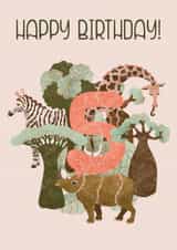 Fifth Birthday wild animals card created by alina talipova