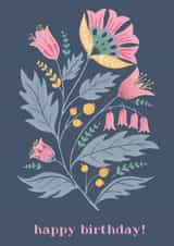 Folk Art Flowers Happy Birthday Card created by Callisto Design Co.