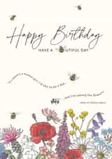 Classic Birthday Card - Bees - Flowers created by Heather Victoria Design