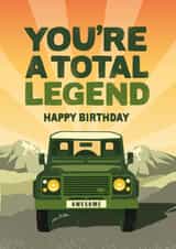 Total legend, Land Rover Discovery birthday card created by The Typecast Gallery