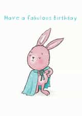Dashing bunny rabbit birthday card created by Chloe illustrates