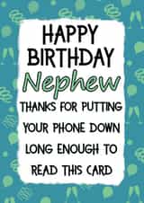 Funny Mobile Birthday Card for Nephew created by Jolly Ginger Cards