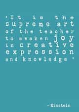 Thank you teacher Einstein quote card created by Dorothy Grace Design